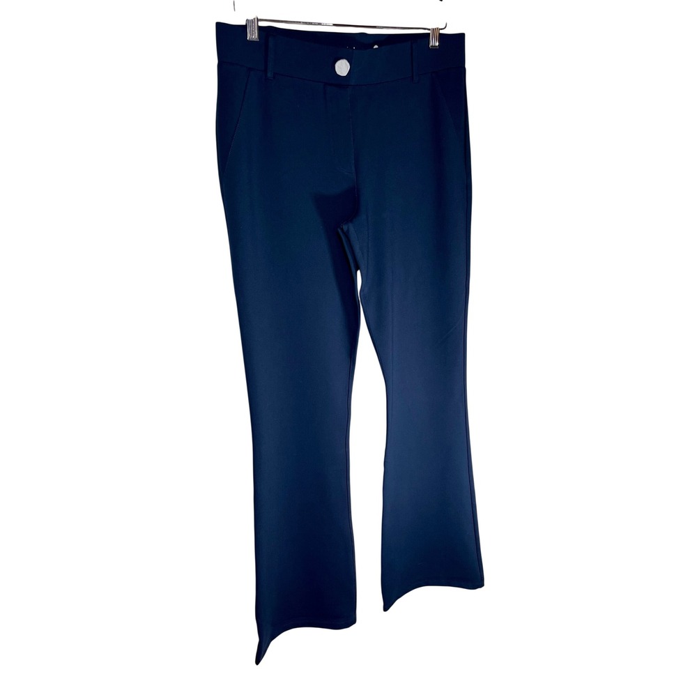 Betabrand Dress Pant Yoga Pants Women L Long Navy Blue Flare High Rise‎